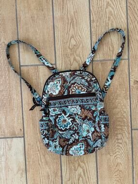 Vera Bradley Java Blue Paisley Quilted Small Backpack Retired Made in USA Cotton
